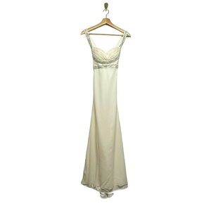 WINNE COUTURE Silk Beaded Chiffon Gown Ivory 2